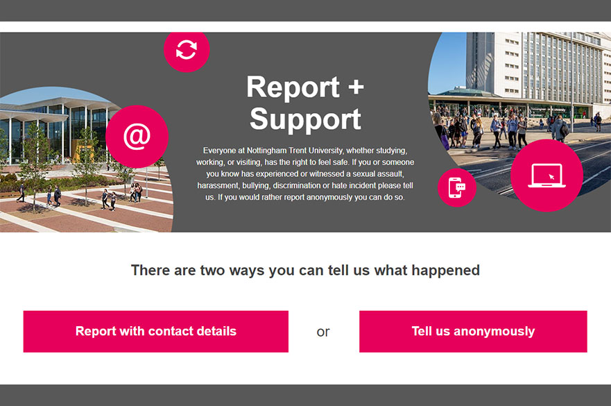 screenshot of Report + Support webpage