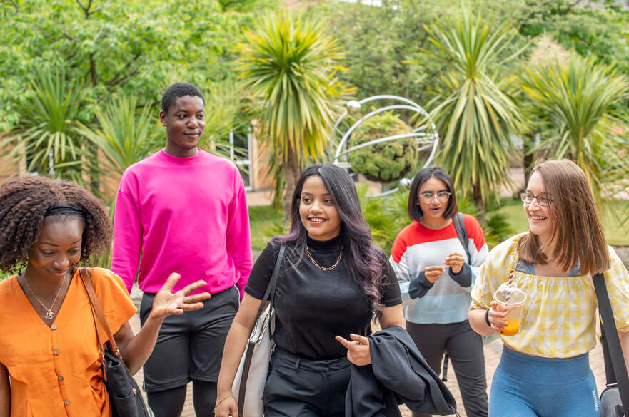 Students walking in a group