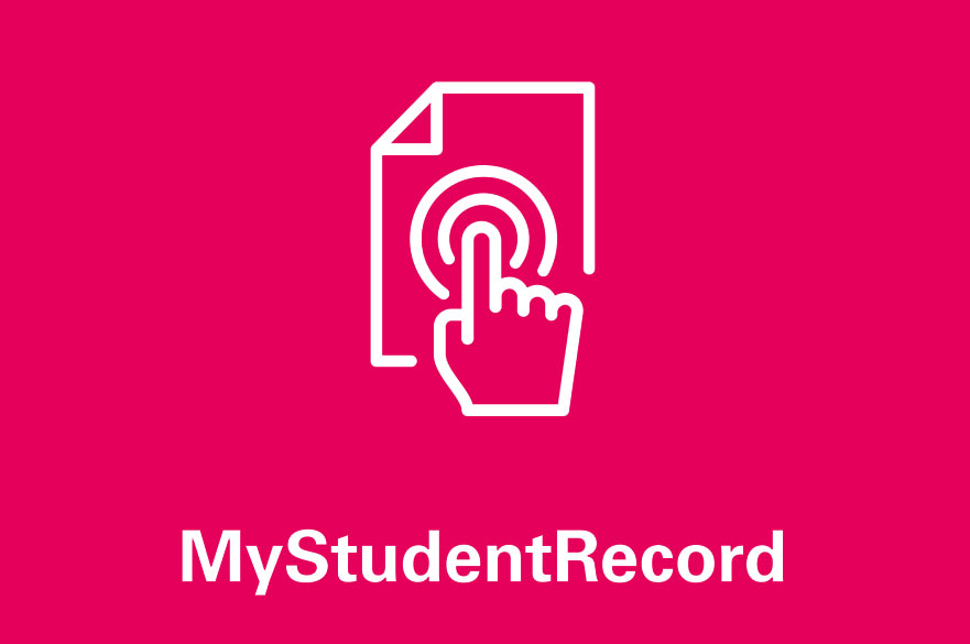 MyStudentRecord and an icon with a finger touching a piece of paper