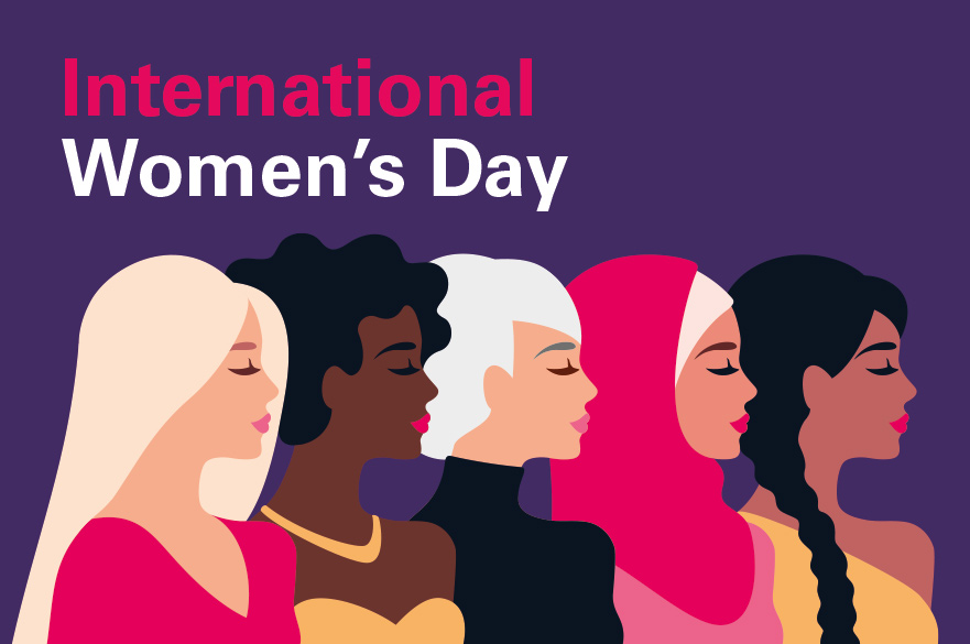 International Women's Day icon with an outline of five different women