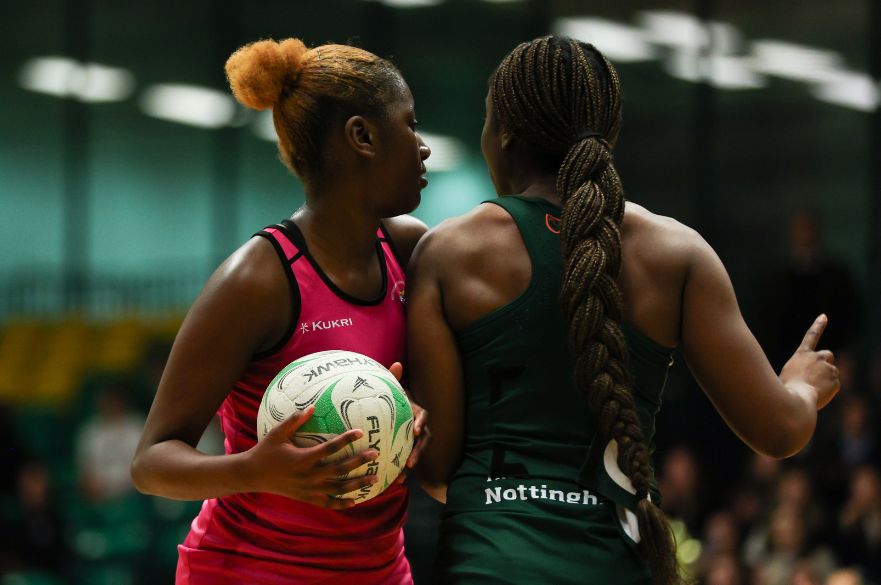 NTU and UoN netball players challenging for the ball